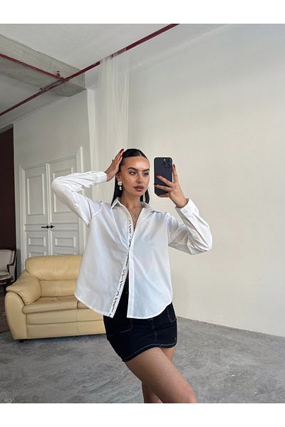 mydukkan.co Sleeve and Placket Stripe Crop Shirt