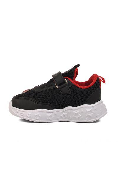 Aspor Black Red Velcro Lighted Lightweight Unisex Children's Sports Shoes