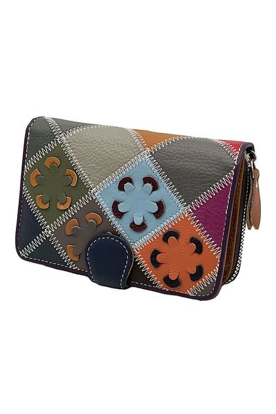 OEM Women's wallet, genuine leather, multicolor, ergonomic, many compartments, 16x10x3.5 cm, video
