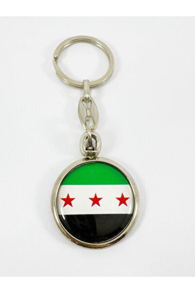 biuti Breloc rotund cu steagul Siriei, cu două fețe bombate