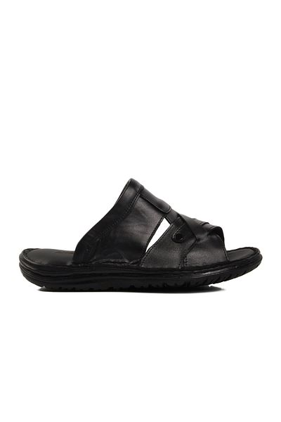 Aspor Black Faux Leather Men's Slippers