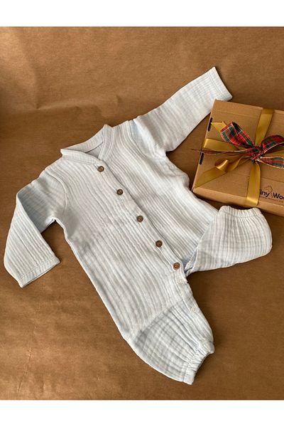 tiny wood Newborn Baby Boy Organic Muslin Jumpsuit |   Hospital Exit & Gift