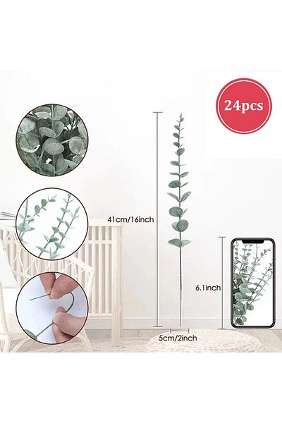 Choice Dark Green White 24pcs Simulation Of Eucalyptus Leaf Flower Decoration Of Eucalyptus Money Leaf Wedd