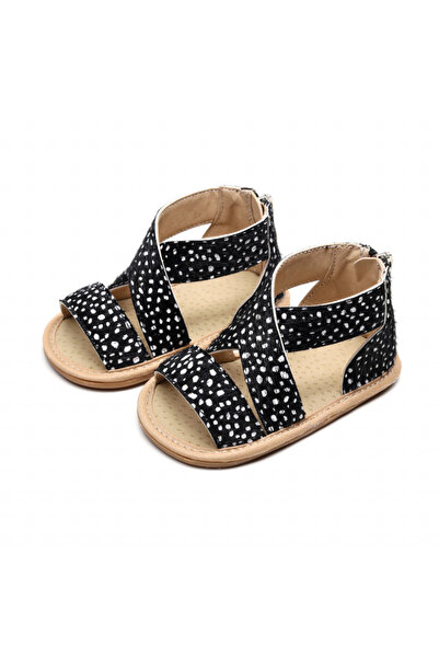 Pure Boutique Μαύρα σανδάλια με ασημένια πουά