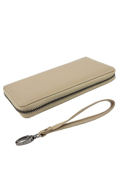 OEM Women's wallet, Tita, made of genuine leather, Beige with removable strap, 19 x 10 x 2.5 cm - PR236
