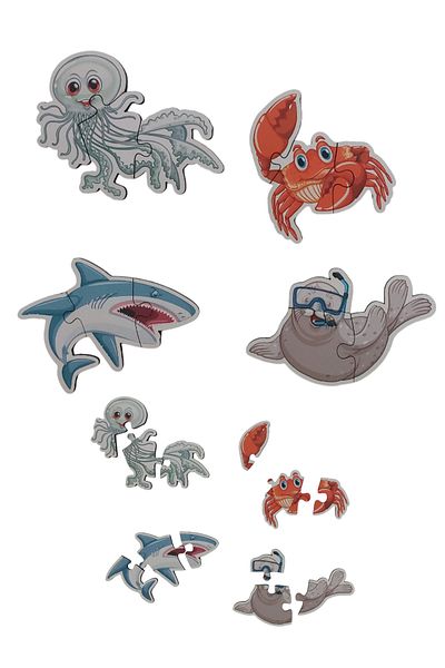 Fizello Sea Animals / 17 Piece Puzzle Jigsaw Puzzle / 50 Piece Preschool Intelligence Developer Toy