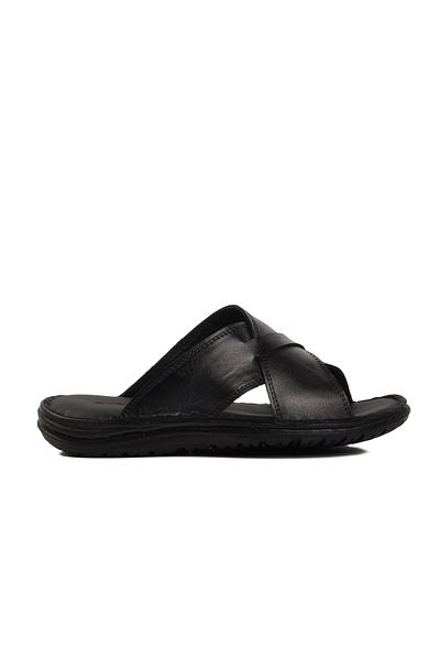 Aspor Black Cross Banded Lightweight Men's Slippers