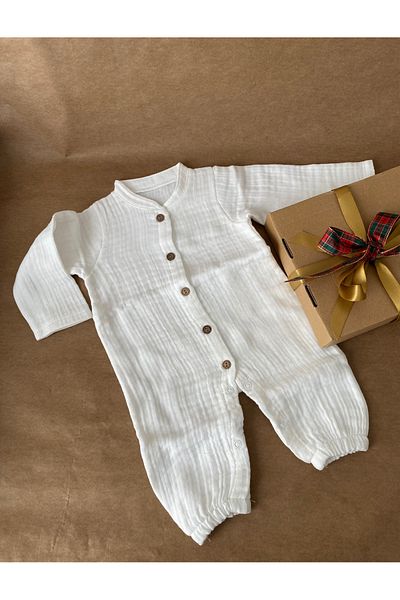 tiny wood Newborn Baby Boy Organic Muslin Jumpsuit |   Hospital Exit & Gift