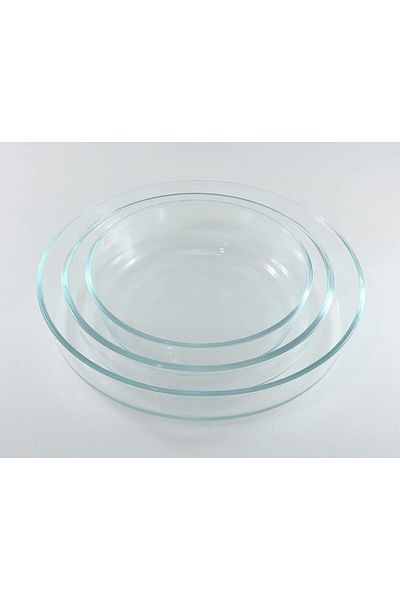 HOME MAKER Glass Round Deep Flan Oven Baking 3-Pieces Set