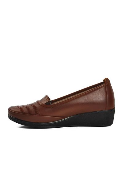 Aspor Tan Genuine Leather Women's Flat Casual Casual Shoes