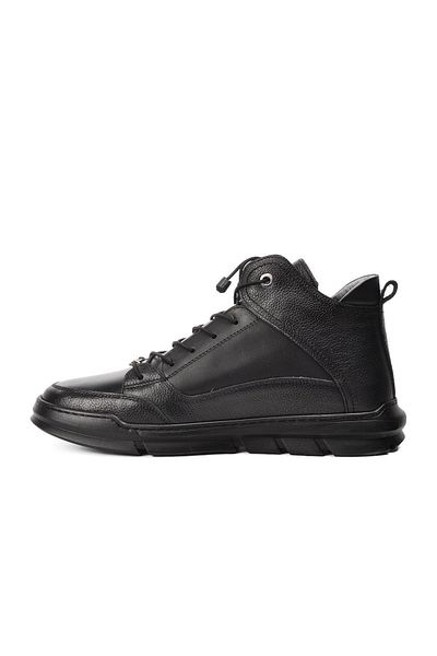 Aspor Black Genuine Leather Sneaker Men's Boots