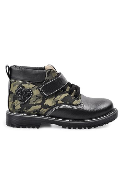Aspor Black Camouflage Faux Leather Kids Boots