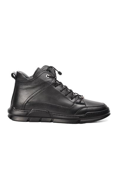 Aspor Black Genuine Leather Sneaker Men's Boots