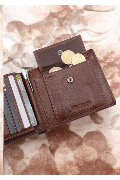 OEM Men's wallet, made of genuine leather, Hassion, 623, brown