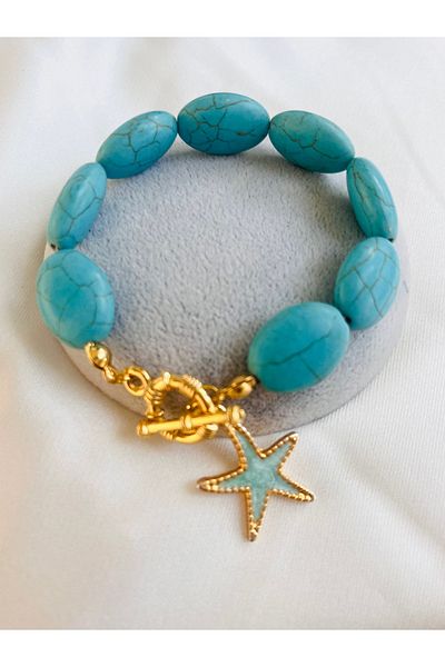 COCOSH TAKI Turquoise Natural Stone Star Detailed Multi-Design Bracelet