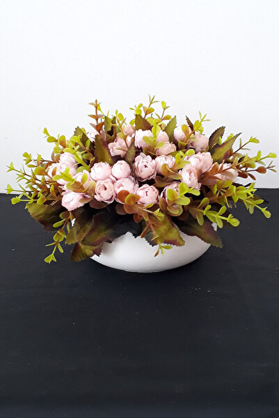 adresiburasi Beton Kase Model Saksıda Banko Masa Çiçeği Açık Pembe