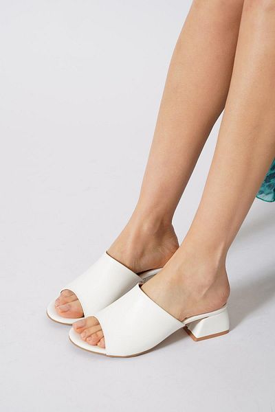 Moda Pie Sandel Flat Face Γυναικείες Παντόφλες Λευκό δέρμα