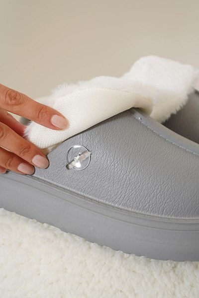 Moda Pie Γυναικείες παντόφλες Contact Top Furry Grey Skin