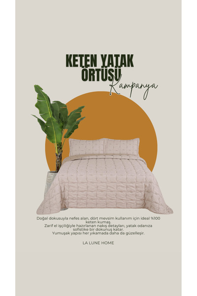 gülce home KETEN YATAK ÖRTÜSÜ TEK KİŞİLİK