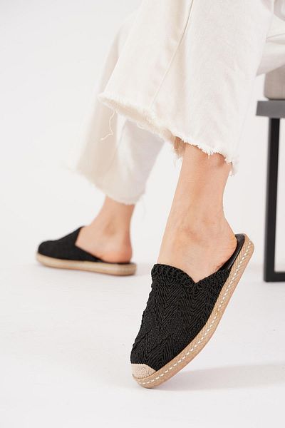 Moda Pie Ανδρικά Πλεκτά Γυναικεία Παντόφλες με σχέδιο Μαύρο