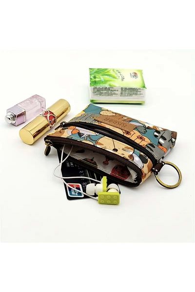 ACAR TAKI Cartoon Printed Two Compartment Zippered Coin Purse, Lipstick Storage Bag Acr4751