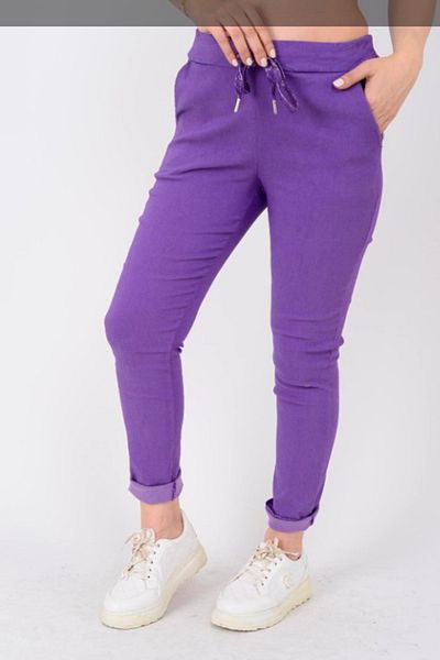 AYASOFYA OTANTIK Purple Italian - Tie-Up Waist and Skinny Leg Women's Trousers