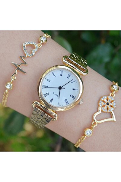 Polo Gold Metal Kordon Kadın Saat Kombini 3434