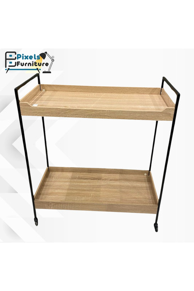 PixelsFurniture عربة تقديم الضيافة للشاي والقهوة متحركة رفين مستطيلة من بكسل الأثاث