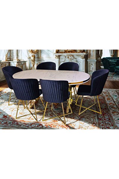 ÜNALMIŞ Mutfak Yemek Masa Sandalye Takımı Lüx Quality 90x170 (1MASA-6SANDALYE)