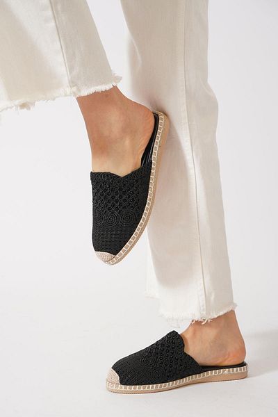 Moda Pie Sherly Knitwear Πλεκτές Γυναικείες Παντόφλες Μαύρες