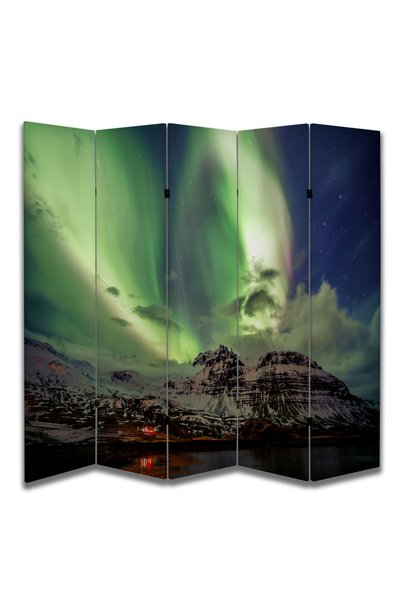 dbsanat Kuzey Işıkları Temalı Özel Tasarım Paravan Room Divider 180 x 200 cm
