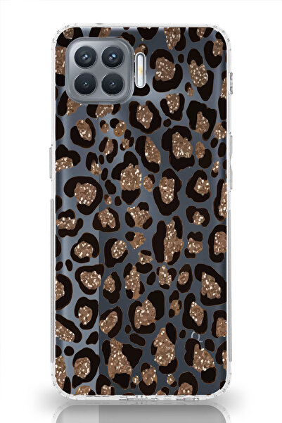 moonset Oppo Reno 4 Lite Uyumlu Leopar Tasarımlı Baskılı Şeffaf Telefon Kılıfı