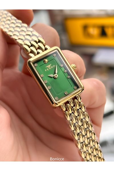 FERRO Stylish Box, Yellow Steel Cord, Rectangular Case, Vip Series Women's Wristwatch Bracelet Gift