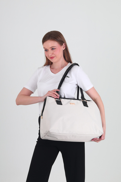 SEVİLÇANTA Sevil Collection Ekru Renk Oxford Kumaş Anne Bebek Bakım Omuz Çantası