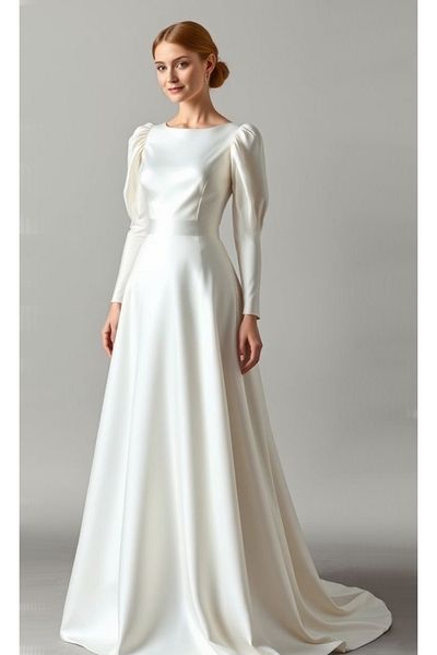 ASL Boat Neck Wedding Dress Wedding Engagement Dress