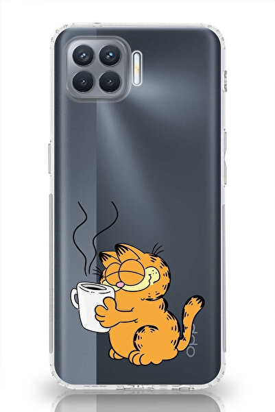 moonset Oppo Reno 4 Lite Uyumlu Garfield Tasarımlı Baskılı Şeffaf Telefon Kılıfı