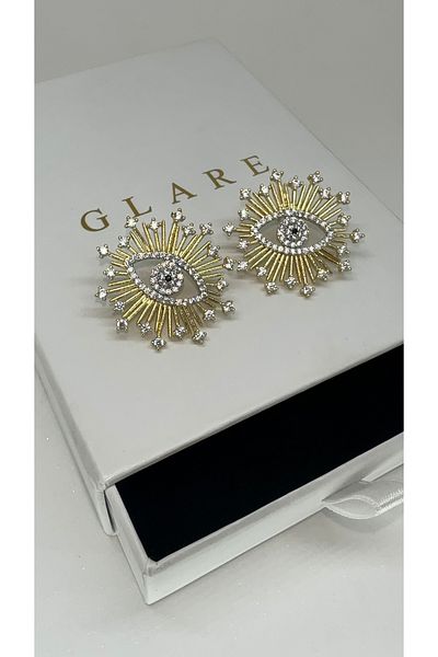 GLARE JEWELRY Eye Model Design Gold Stainless Steel Earrings