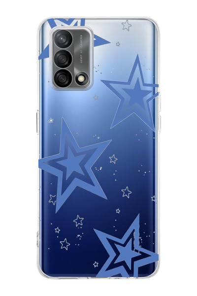 moonset Oppo A74 Uyumlu Yıldız Tasarımlı Baskılı Şeffaf Telefon Kılıfı
