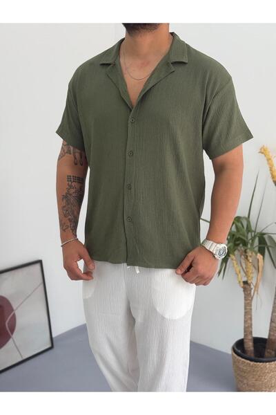 Combineman35 Erkek Kısa Kollu Gömlek Krinkıl Bürümcük Kumaş