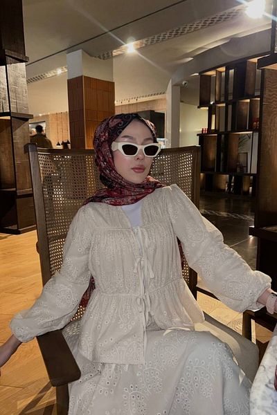 Denivy فستان حجاب مزين بتطريز مفصّل بأربطة - كاجوال وأنيق مريح DNV-000053