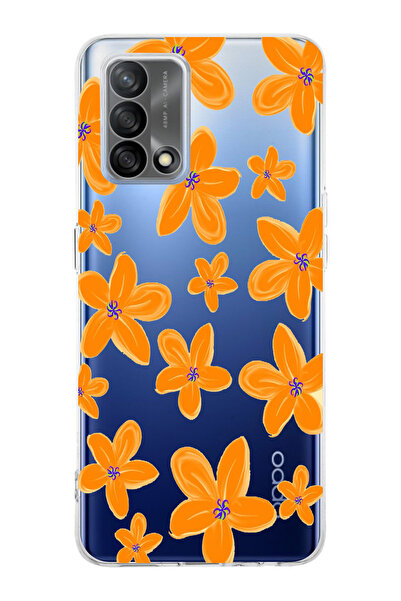 moonset Oppo A74 Uyumlu Çiçek Tasarımlı Baskılı Şeffaf Telefon Kılıfı