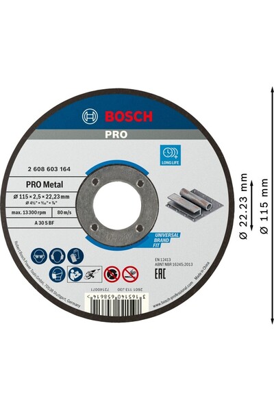Bosch Sdmetal Kesme Taşı 115*2,5 mm Düz Inox Taş 25 Adet 2608603164