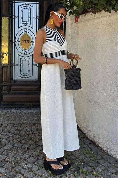 civetta Roba Striped Long Knitwear Dress 2858