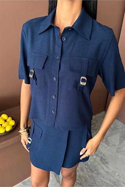 yonca aksesuar Shirt Shorts Skirt Viscon Linen Suit 10162