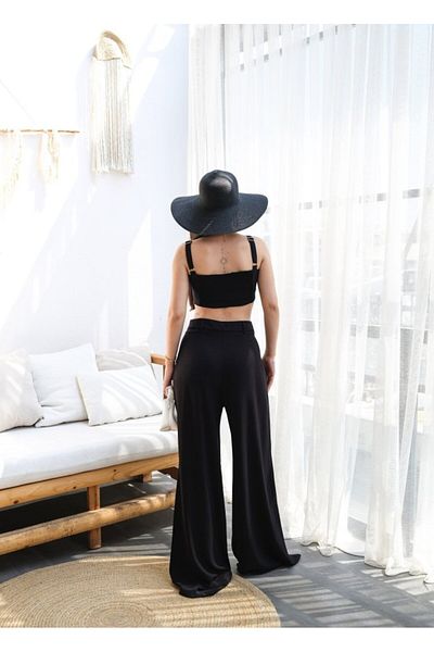 passense Linen Gimped Crop and Trousers Double Set