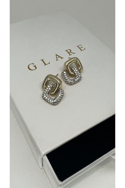 GLARE JEWELRY Mix Model Zircon Stone Design Gold Stainless Steel Earrings