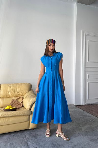 Modayakamoz ROCHIE DE IN JACQUARD CU Buzunare cu fanta in fata - Saks