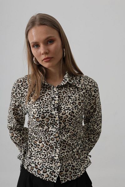 Moka Shopin Mokashopin Gathered Sides Leopard Shirt - Leopard