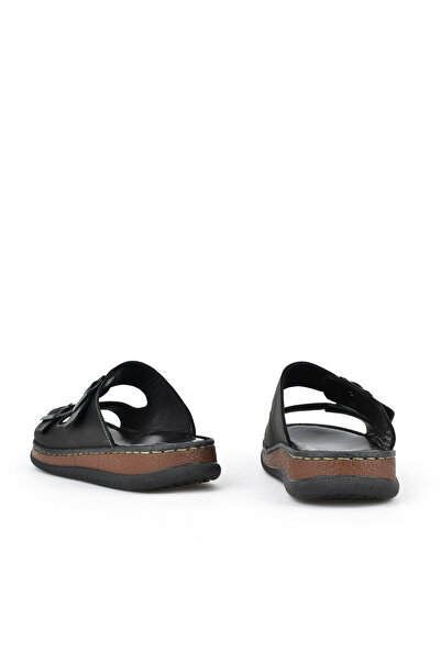 Ziya , Erkek Hakiki Deri Terlik 1511045ZS1 Siyah