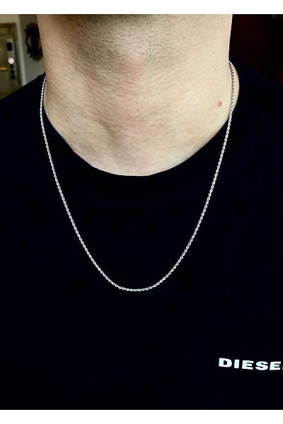 Tixy Pixy 316L Stainless Steel Auger Chain Silver Men's Necklace